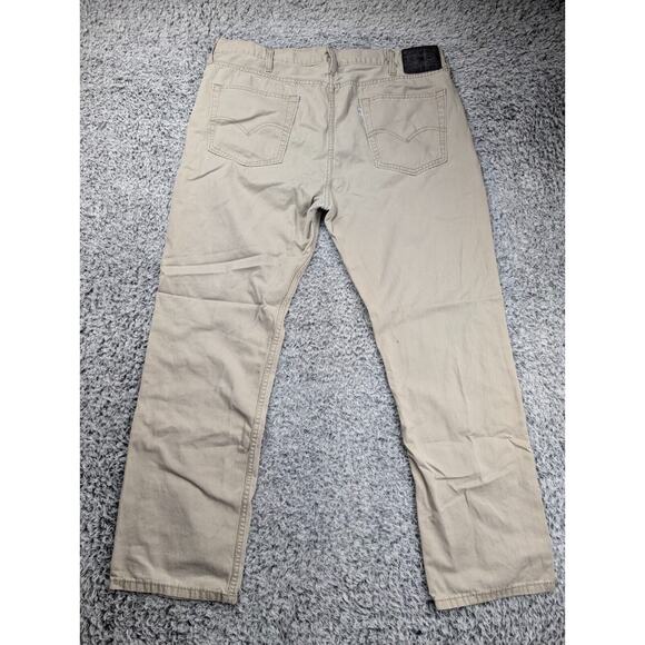 Levis Jeans Mens 40x32 Beige Distressed Medium Wash Denim 514 Straight Leg Pants - Picture 2 of 10